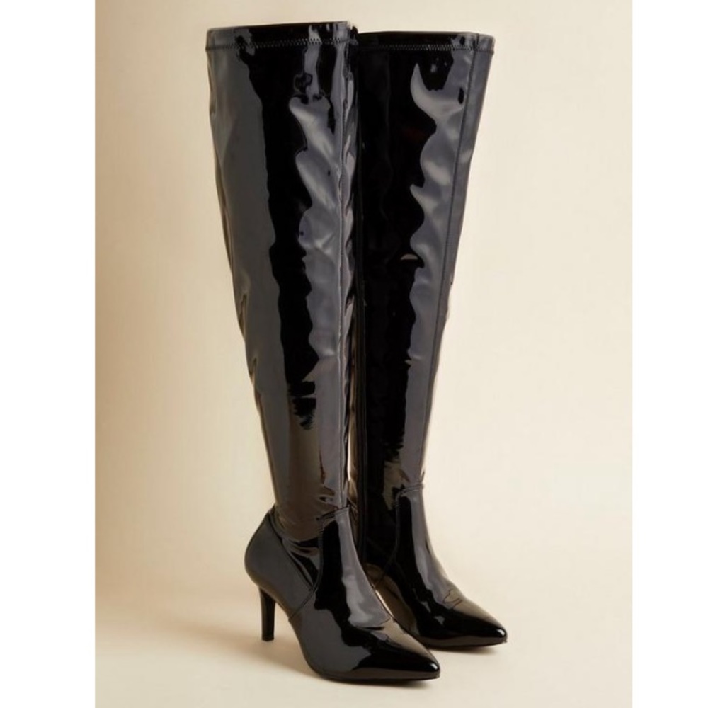 NIB Torrid Black Patent Over The Knee Pointed Toe Stiletto Boot